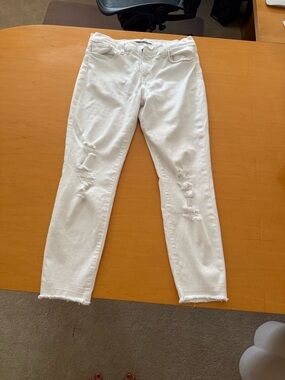 J Brand White Distressed Skinny Jeans
